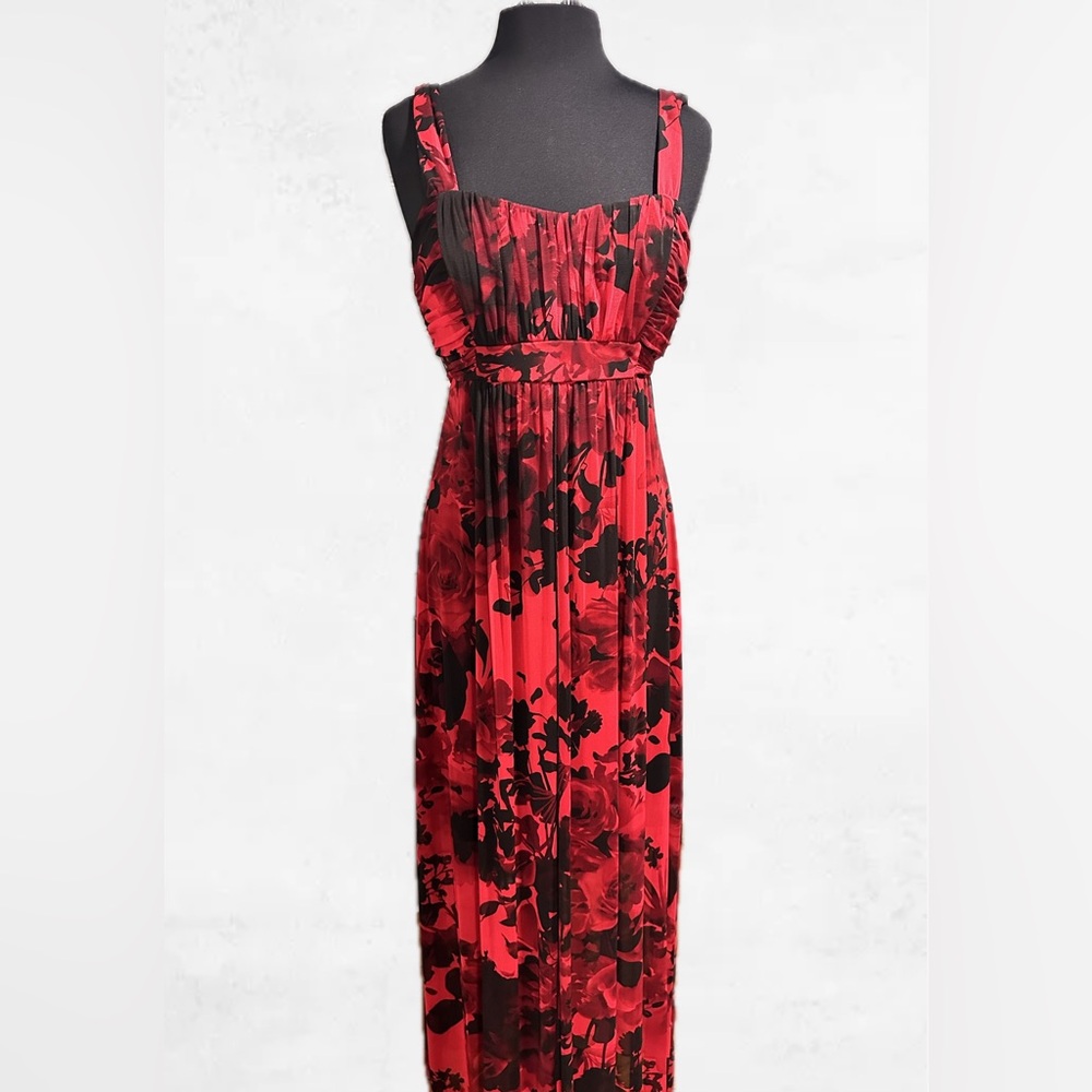 Connected Apparel Sleeveless Red and Black Dress